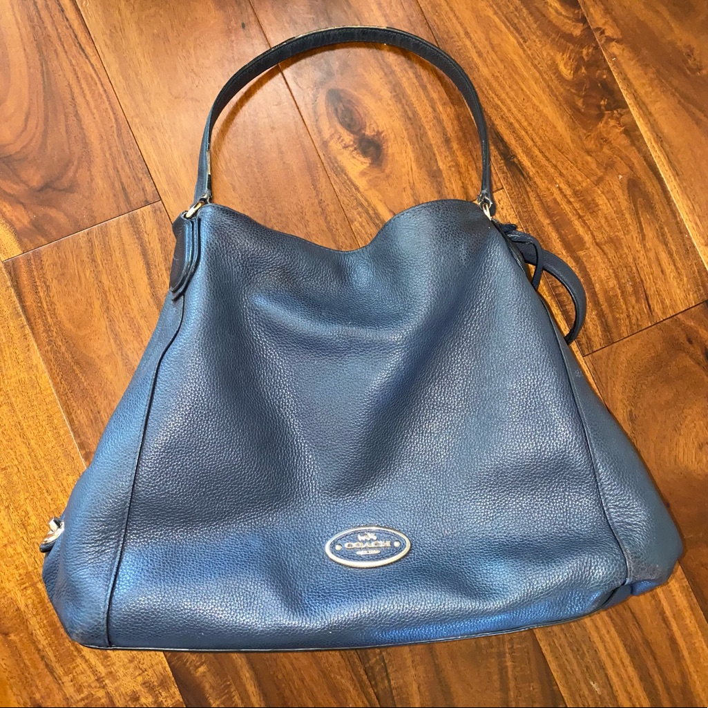 Guc Coach, Authentic Phoebe Madison Blue Pebbled Leather Hobo Bag